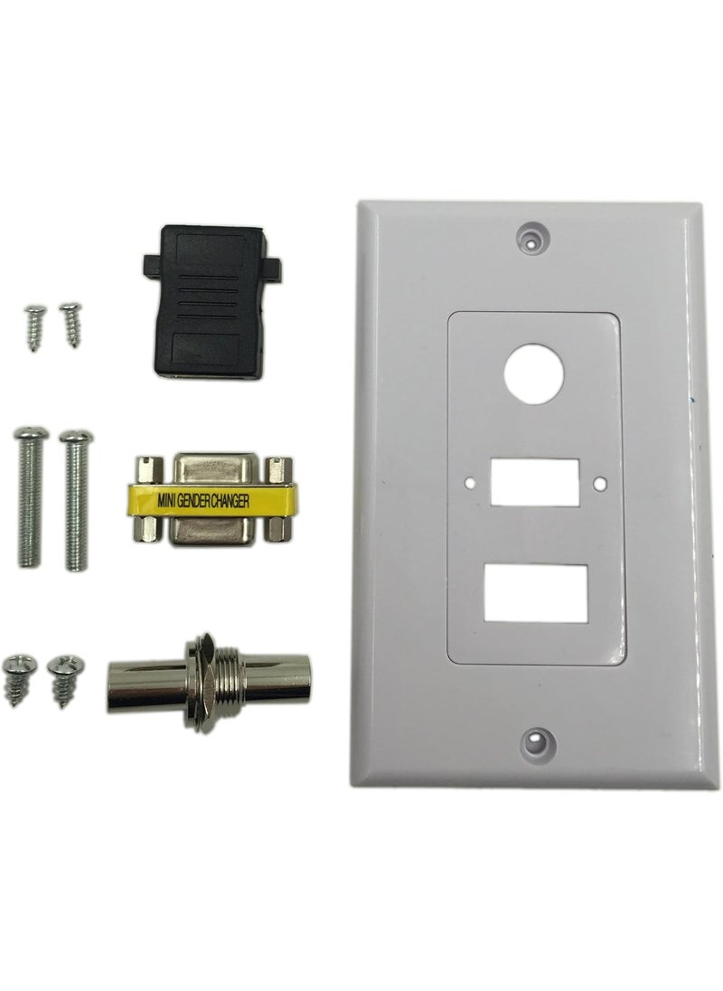 CERRXIAN CERRXIAN HDMI VGA 35mm Audio Video Stereo Pass Through Component Composite Wall Face Plate Panel White  - Image 3