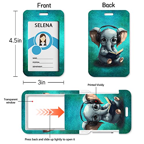 lebrocoli Cute Elephant Badge Holder with Retractable Reel, Id Card Work Badge Holder with Clip Heavy Duty, Vertical Card Name Tag Badge Cover Case Protector for Work Office Nurse Teacher Women Gifts - Image 4