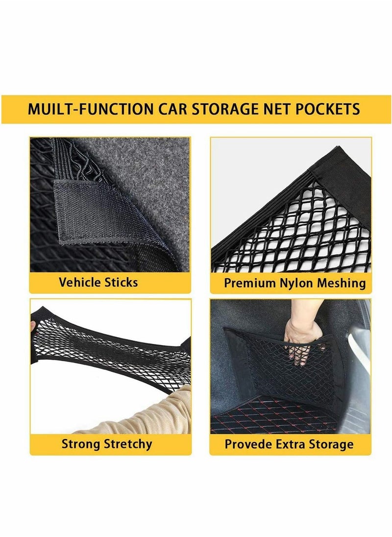 Excefore - 2 Pack Storage Net for Bottles/Groceries,Storage Organizers for Car/Truck/Trunk Multifunctional Mesh Car Boot Tidy Organiser Cargo Net Storage for Vehicle - Image 1