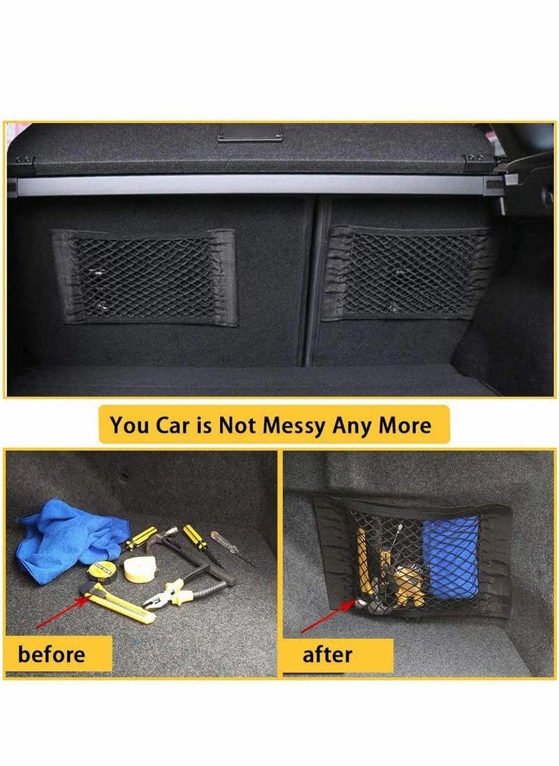 Excefore - 2 Pack Storage Net for Bottles/Groceries,Storage Organizers for Car/Truck/Trunk Multifunctional Mesh Car Boot Tidy Organiser Cargo Net Storage for Vehicle - Image 1