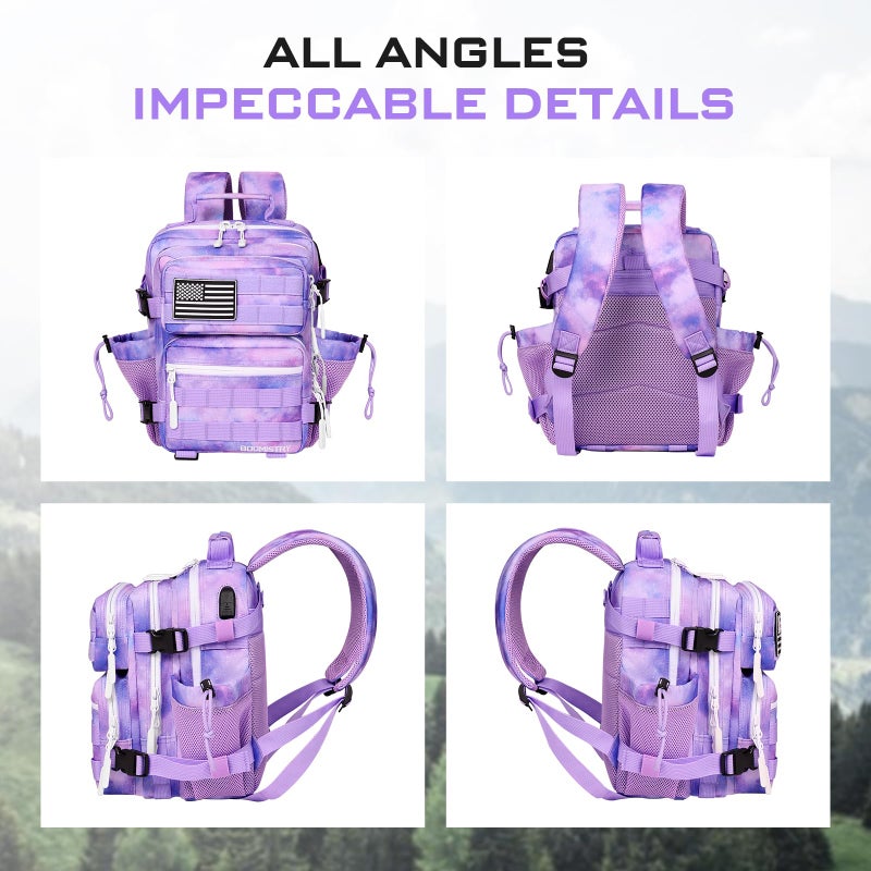 Boomistry 15L Mini Tactical Backpack Small Tactical Backpack for Women, Military Backpack for Gym, Hiking, Daily (Purple Nebula-15L) - Image 5