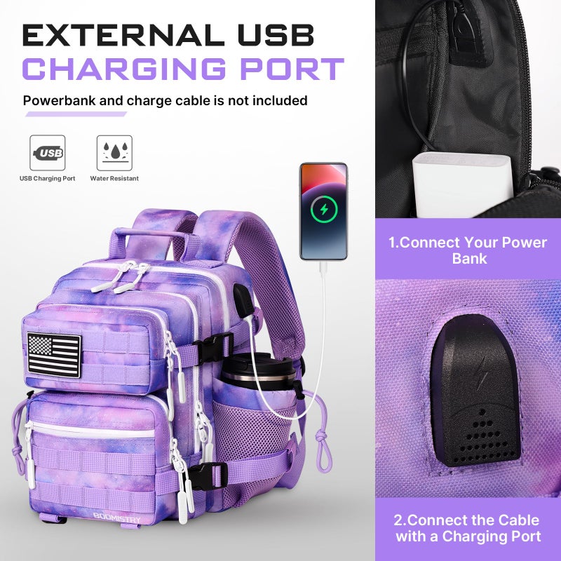 Boomistry 15L Mini Tactical Backpack Small Tactical Backpack for Women, Military Backpack for Gym, Hiking, Daily (Purple Nebula-15L) - Image 4