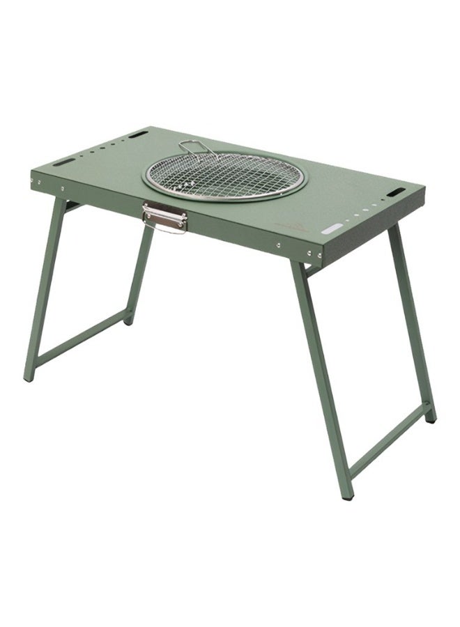 بلو فاير طاولة نزهة قابلة للطي مع شواء فحم – طاولة شواء خارجية، طاولة تخييم، شواء من الصلب الكربوني للفناء، الشاطئ والمشي، سهلة التركيب ومناسبة للسفر، مثالية للتجمعات العائلية والنزهات - Image 1