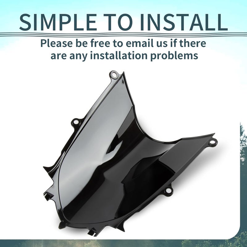 psler Motorcycle Windshield, Front Windshield Windscreen for YZF R6 600 2017-2025 and for R7 2021-2025, Black - Image 3