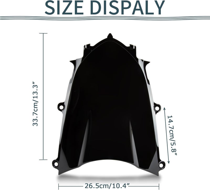 psler Motorcycle Windshield, Front Windshield Windscreen for YZF R6 600 2017-2025 and for R7 2021-2025, Black - Image 5