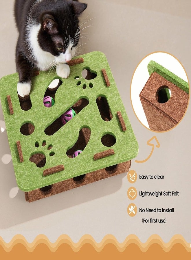 صندوق ألغاز خدش للقطط، لعبة ألغاز للقطط مع كرتين جرسيتين، ألعاب إثراء للقطط المنزلية - Image 3