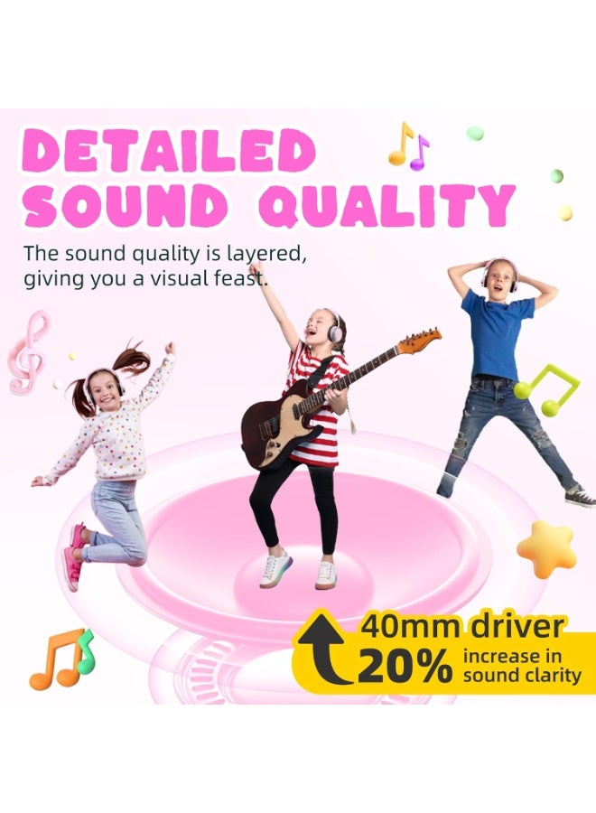 PROHEAR 010 Pro Kids Bluetooth Headphones, Wireless Active Noise Cancelling, 80H Playtime, Safe Volume 85dB, Hi-Fi Audio, Over-Ear, Built-in Mic for iPad/Tablet/Airplane - Pink - Image 2