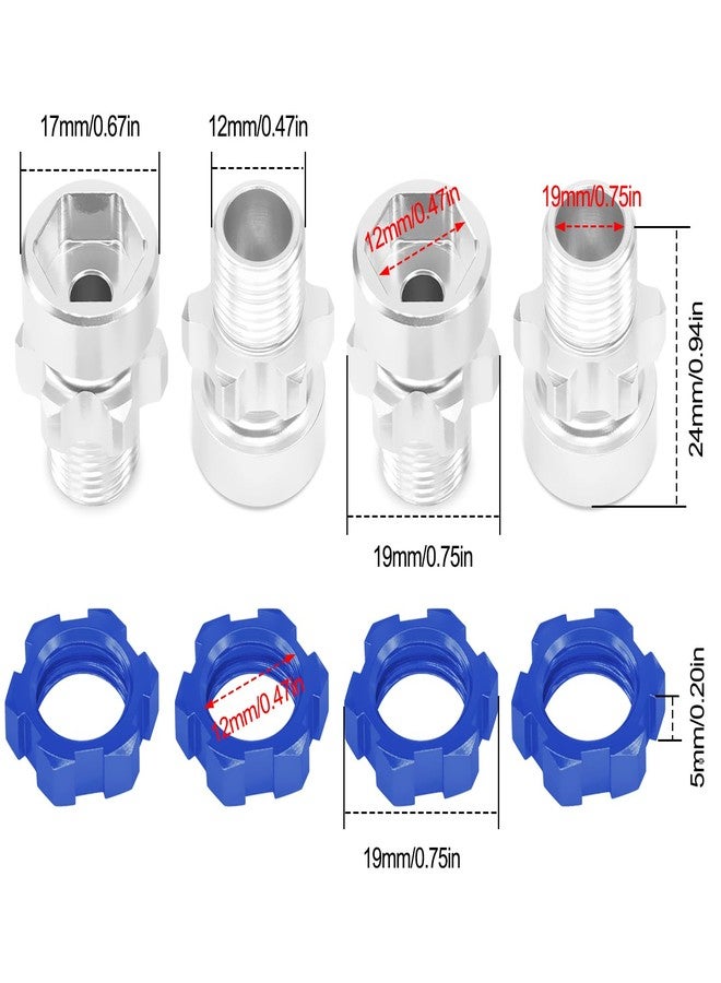 OGUNKE OGRC 12mm to 17mm Wheel Hex Adapter Aluminum Hub Extension Conversion Nuts for 1/10 RC Racing Tires (Blue) - Image 5