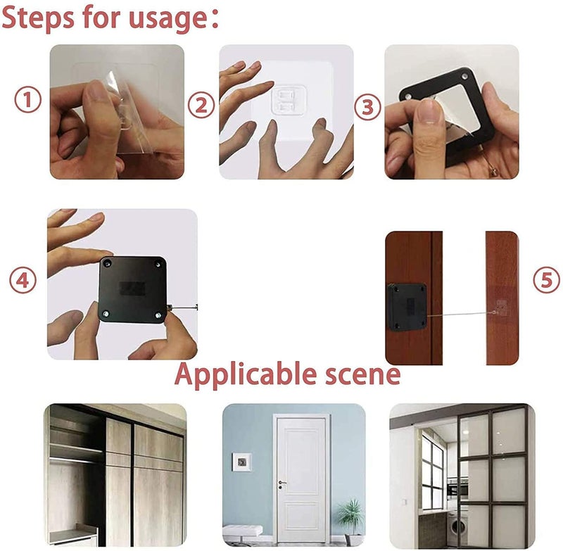 bosig PunchFree Automatic Door Closer Multifunctional Automatic Door Closer Automatically Self Closing Door with Drawstring for Internal Home Outdoor Iron Door Random Color 1pcs - Image 5