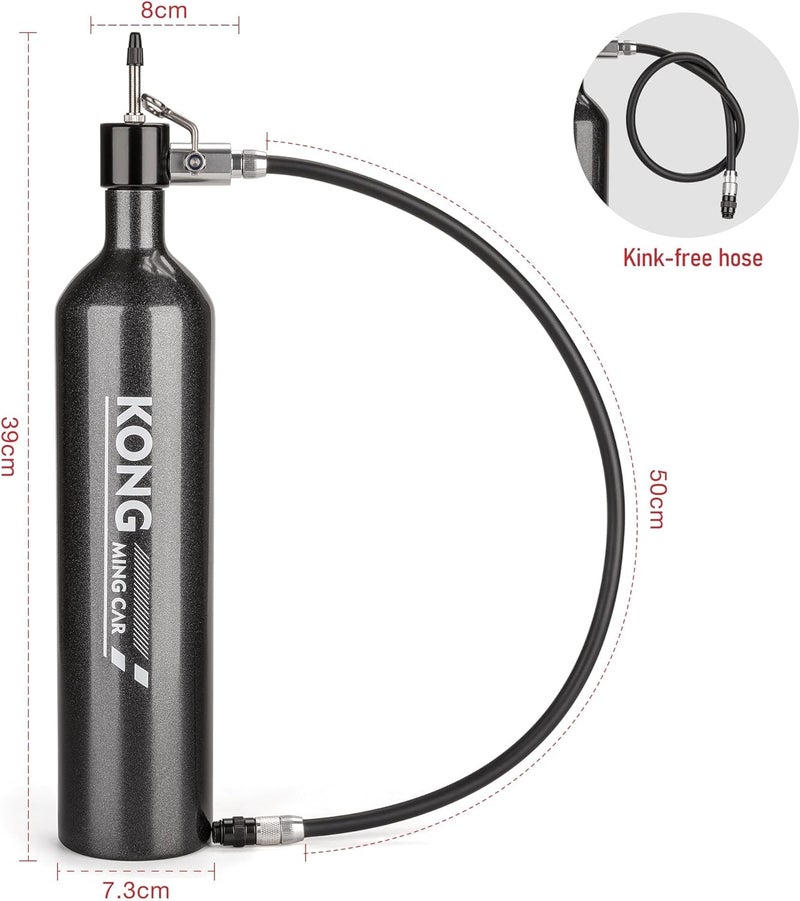 KONG MING CAR مضخة إطارات دراجة كوانغ مينغ كار بدون أنبوب 1.1 لتر - مضخة إطارات ألمنيوم قابلة لإعادة الاستخدام لصمامات بريستا - Image 3