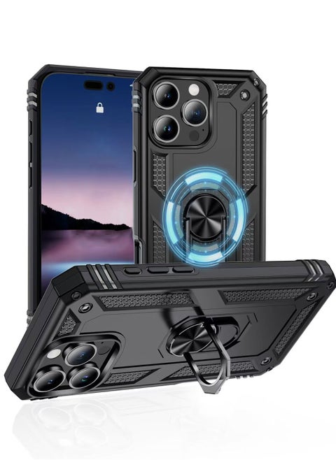 Magnetic Case For Iphone 16 Pro Max 6.9-Inch With Ring Holder Bracket,Compatible With Magsafe, Wear-Resistant And Anti-Fall Multifunctional Rotating Car Mount Phone Cover