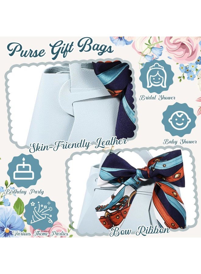 Abbylike 18 Pcs PU Leather Wedding Candy Bags with Ribbon Handle Purse Party Favor Bags for Wedding Baby Showers Birthday (Blue) - Image 4