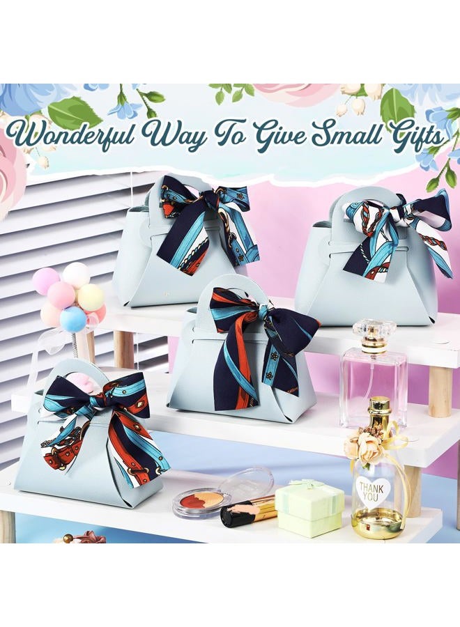 Abbylike 18 Pcs PU Leather Wedding Candy Bags with Ribbon Handle Purse Party Favor Bags for Wedding Baby Showers Birthday (Blue) - Image 5
