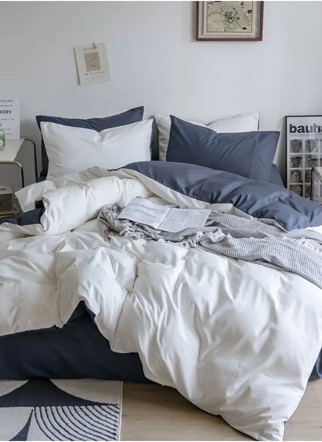 Premium Korean Bedding Set Plain White And Grey 