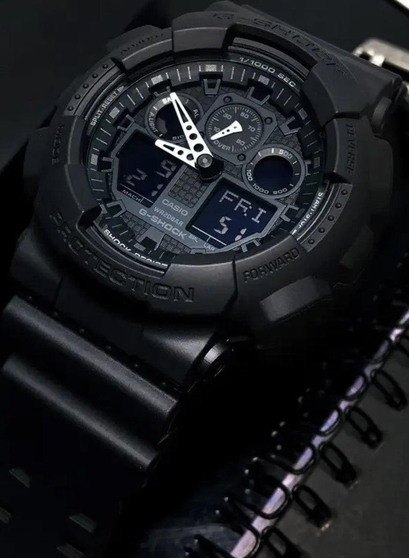 Casio G-Shock Men's Rubber Digital Watch - Black Dial with White Hands - GA-101-1A1 - Image 1