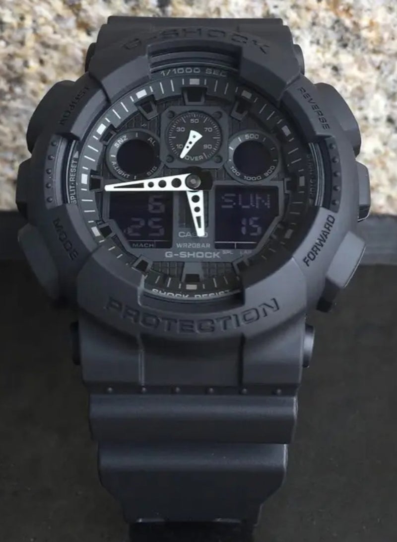 Casio G-Shock Men's Rubber Digital Watch - Black Dial with White Hands - GA-101-1A1 - Image 2