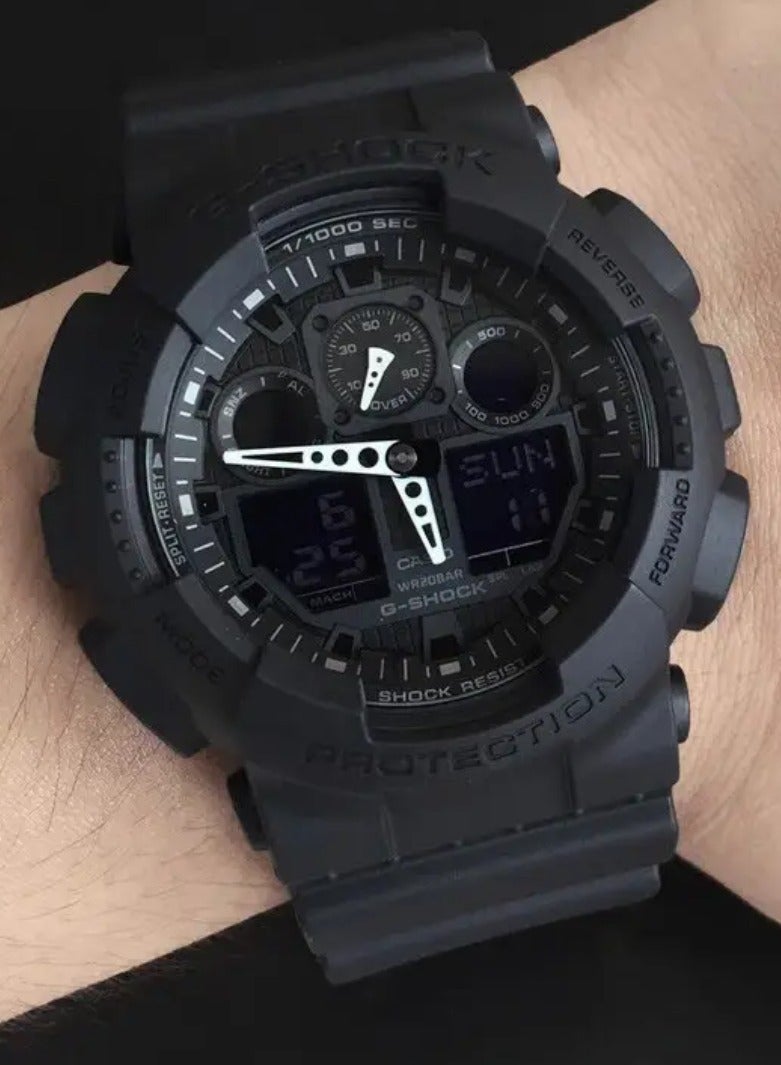 Casio G-Shock Men's Rubber Digital Watch - Black Dial with White Hands - GA-101-1A1 - Image 3