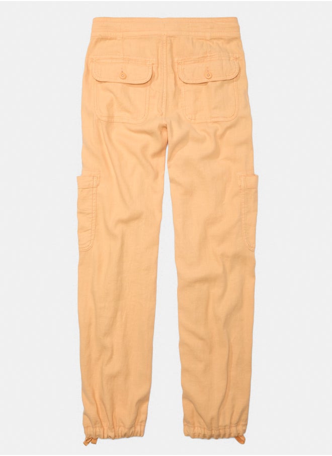 American Eagle بنطلون كارجو فضفاض واسع الساق من مزيج الكتان من AE Dreamy Drape  - Image 4
