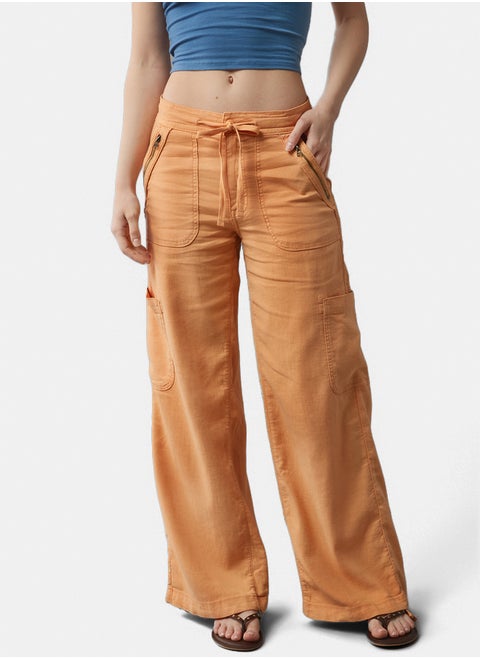 AE Dreamy Drape Linen-Blend Baggy Wide-Leg Cargo Pant