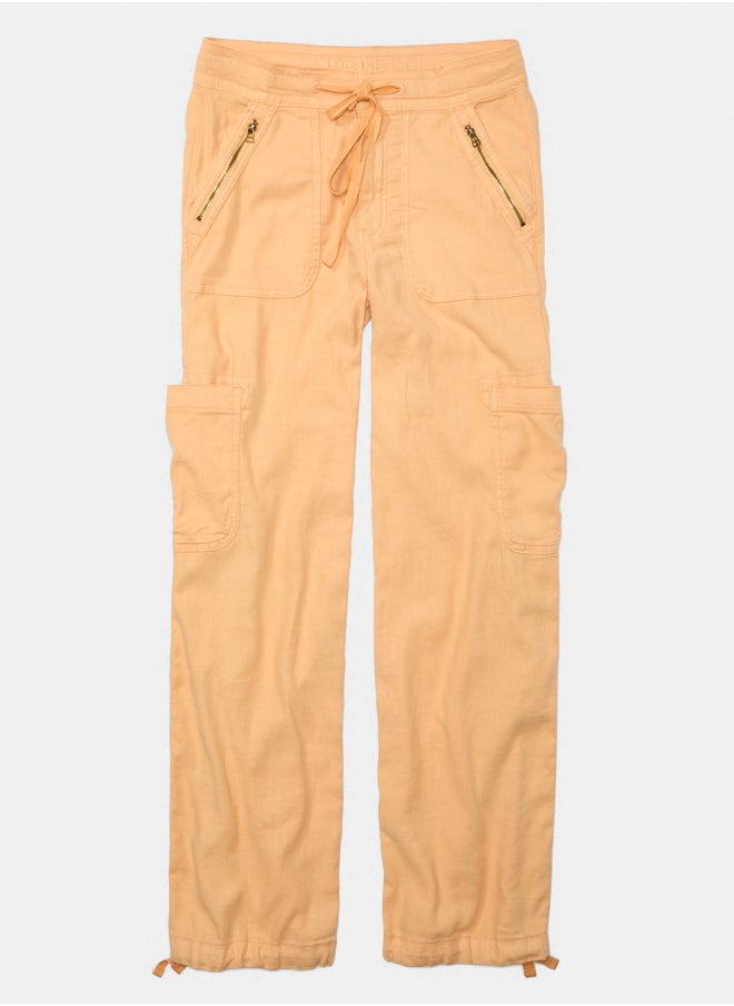 American Eagle بنطلون كارجو فضفاض واسع الساق من مزيج الكتان من AE Dreamy Drape  - Image 5