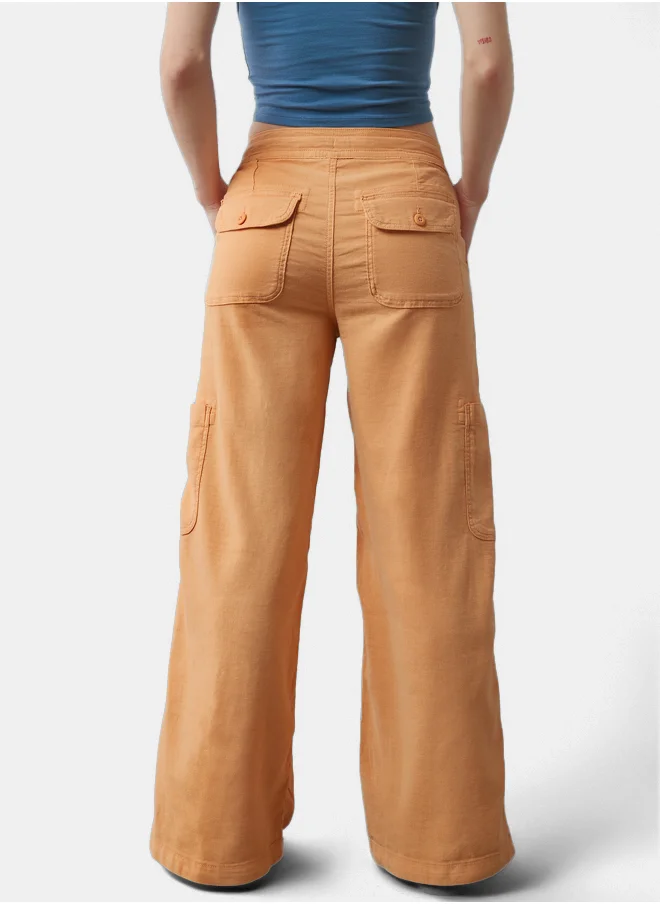امريكان ايجل AE Dreamy Drape Linen-Blend Baggy Wide-Leg Cargo Pant