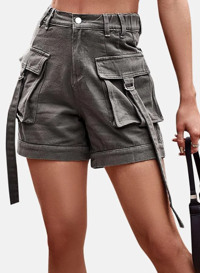يونيكي Grey Solid Cargo Shorts