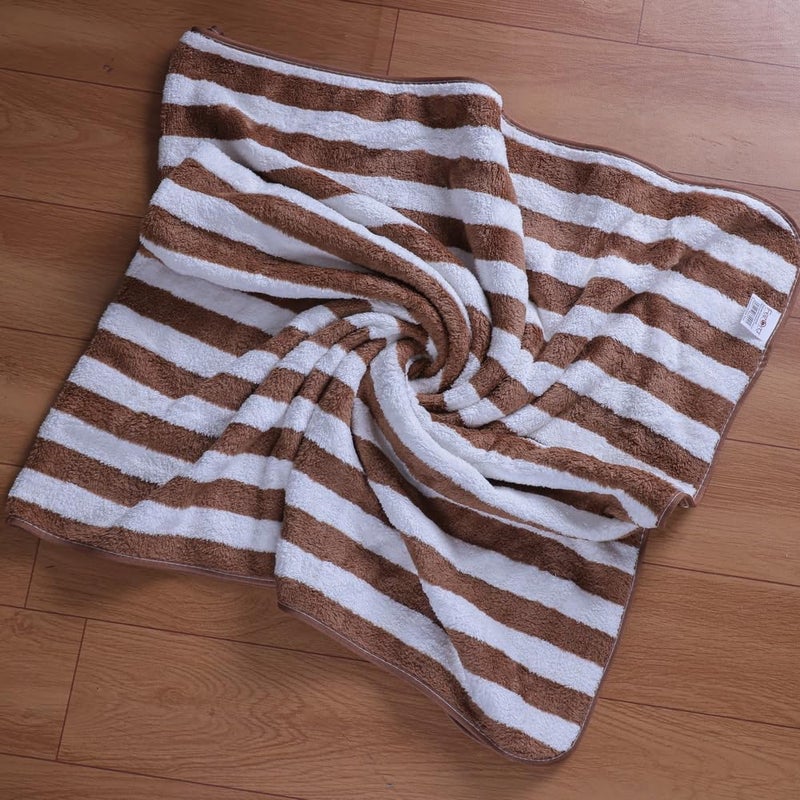 Fezora® Microfiber Super Absorbent Towels for Bath | Quick Dry Bath Towels | Towels for Bath Large Size | 2 Piece Bath Towel for Men/Women 70 cms x 140 cms (Striped-Brown & Orange) - Image 3