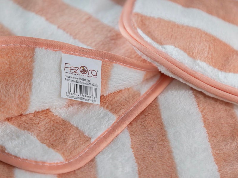 Fezora® Microfiber Super Absorbent Towels for Bath | Quick Dry Bath Towels | Towels for Bath Large Size | 2 Piece Bath Towel for Men/Women 70 cms x 140 cms (Striped-Brown & Orange) - Image 5