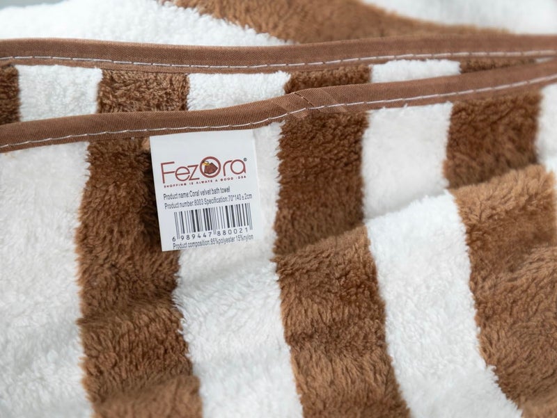 Fezora® Microfiber Super Absorbent Towels for Bath | Quick Dry Bath Towels | Towels for Bath Large Size | 2 Piece Bath Towel for Men/Women 70 cms x 140 cms (Striped-Brown & Orange) - Image 4