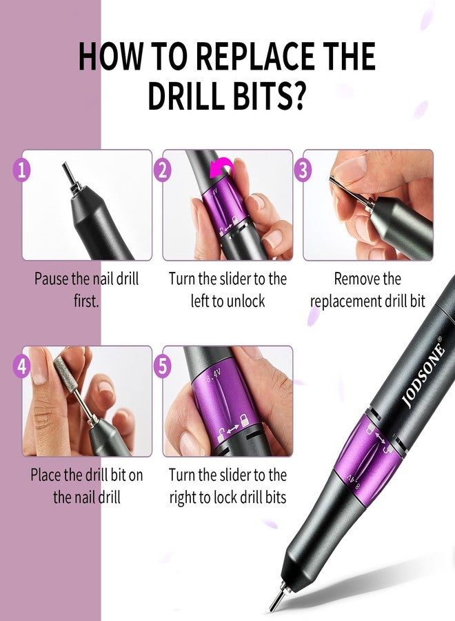 JODSONE Professional Nail Drill 45000 RPM Rechargeable Nail File for Nail Gel Removal Low Noise Portable for Home and Salon - Image 5