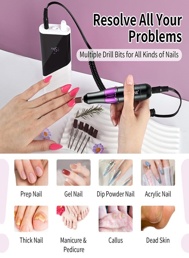 JODSONE Professional Nail Drill 45000 RPM Rechargeable Nail File for Nail Gel Removal Low Noise Portable for Home and Salon - Image 4