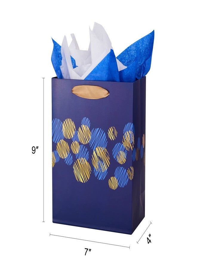 SUNCOLOR 4 Pack 9" Small Gift Bags for Christmas/Father's Day/Party Bags With Tissue Paper(Blue) - Image 2