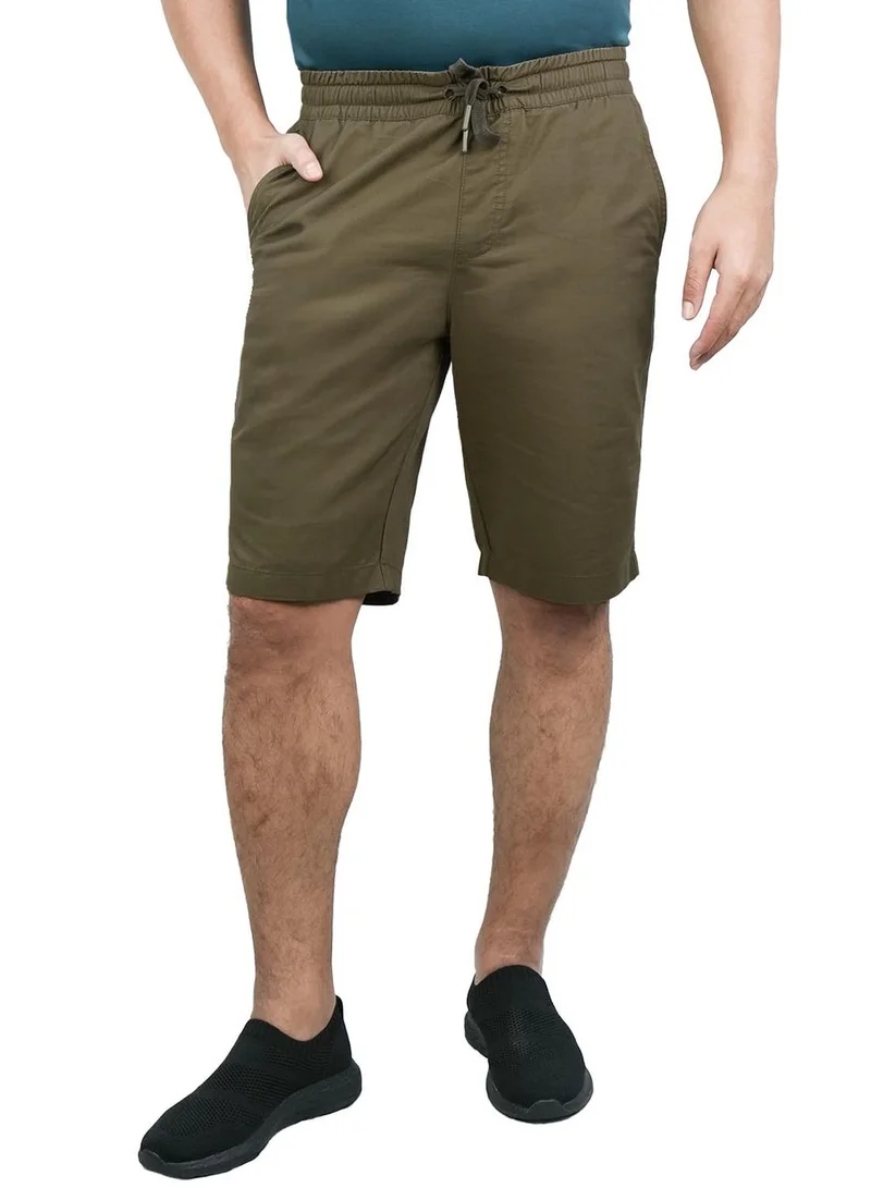 Men's Cotton Twill Bermuda Shorts: Slim Fit, Elastic Waist, Ultimate Comfort