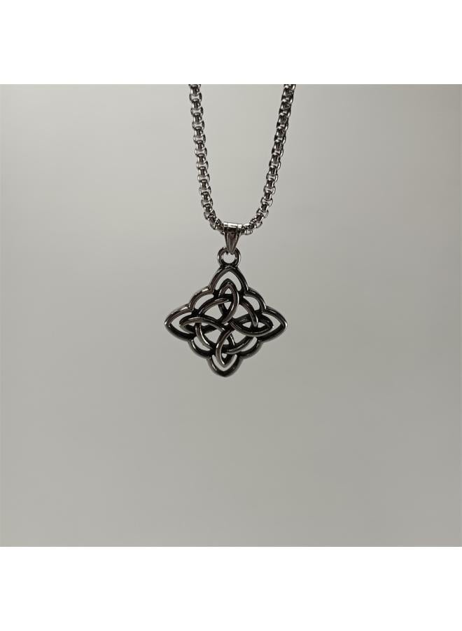 Summer Stainless Steel Distressed Retro Celtic Knot Necklace Endless Love Loop Knot Titanium Steel Pendant