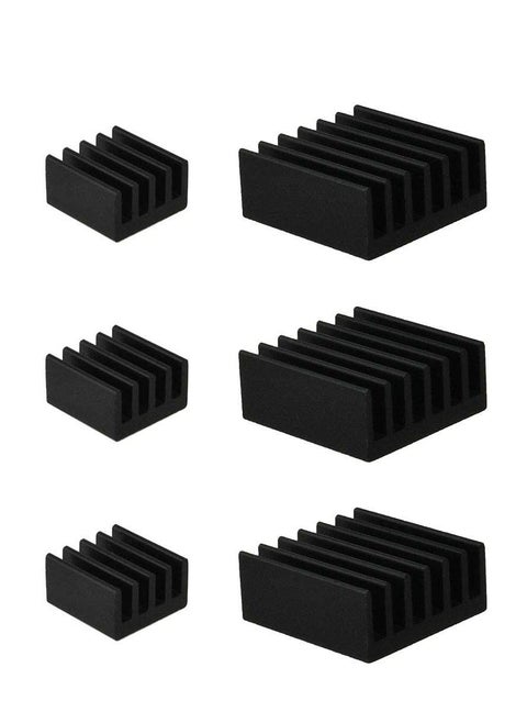 20pcs Heat Sink Mini Radiator Dissipate Heat Thermal Cooling Lower Temperature Easy to Install for PI IC CPU Chipset Raspberry Stepper Board Aluminum Black Assortment