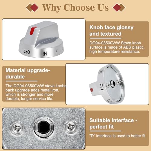 Casmer مقبض DG94-03500a/z لسامسونج، مقبض DG94-03500V DG94-03500W لاستبدال موقد الفرن الكهربائي من سامسونج، متوافق مع NE63T8111SS/AA NE63T8311SS/AA NE63T8751SS/AA - Image 5
