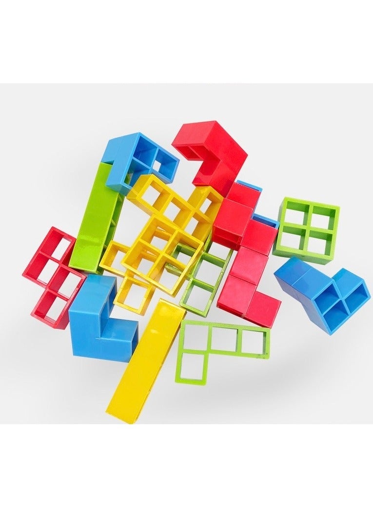 unikbebe 32 Pcs Tetra Tower Balance Stacking Blocks Game for Kids & Adults – Colorful ABS Building Blocks in 4 Colors & 8 Shapes – Fun STEM Family Board Game for Focus, Logic, Fine Motor Skills & Party Night - Image 4
