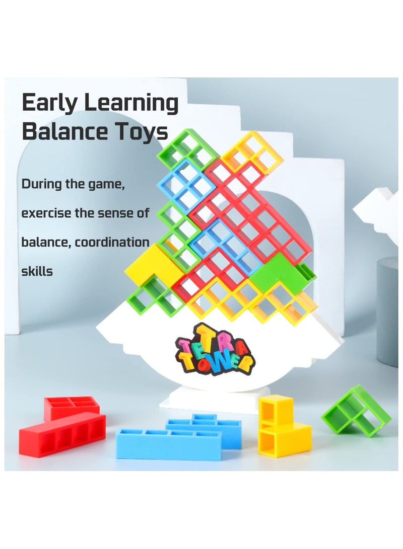 unikbebe 32 Pcs Tetra Tower Balance Stacking Blocks Game for Kids & Adults – Colorful ABS Building Blocks in 4 Colors & 8 Shapes – Fun STEM Family Board Game for Focus, Logic, Fine Motor Skills & Party Night - Image 5