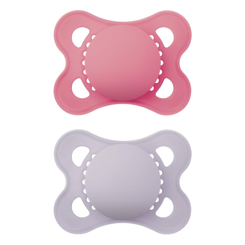 MAM Original Matte Baby Pacifiers, Binky for Girls 0-6 Months, BPA-Free Silicone Nipple, Easy to Clean, Best for Newborn Babies, Developed with Medical Experts, 2 Count Binkies with Sterilizer Case - Image 1