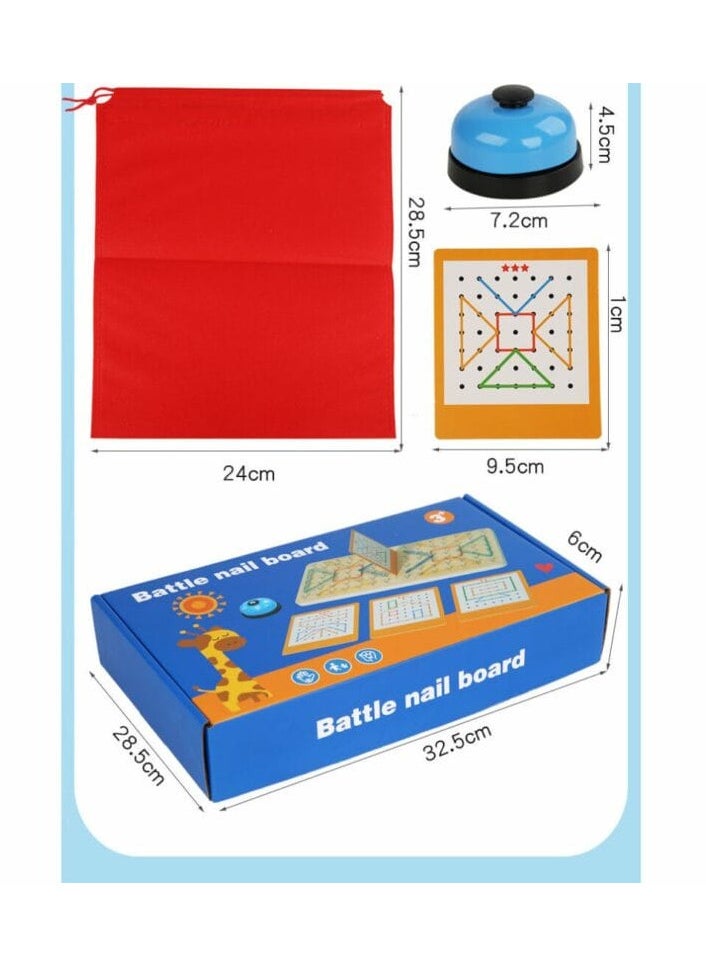 Battle Nail Board Game for Kids – Color Matching Challenge Toy with Rubber Rings, Screw Board, Cards & Bell – Enhances Focus, Speed, Color Recognition & Visual Matching Skills – Educational Competitive Game for Children Ages 4+