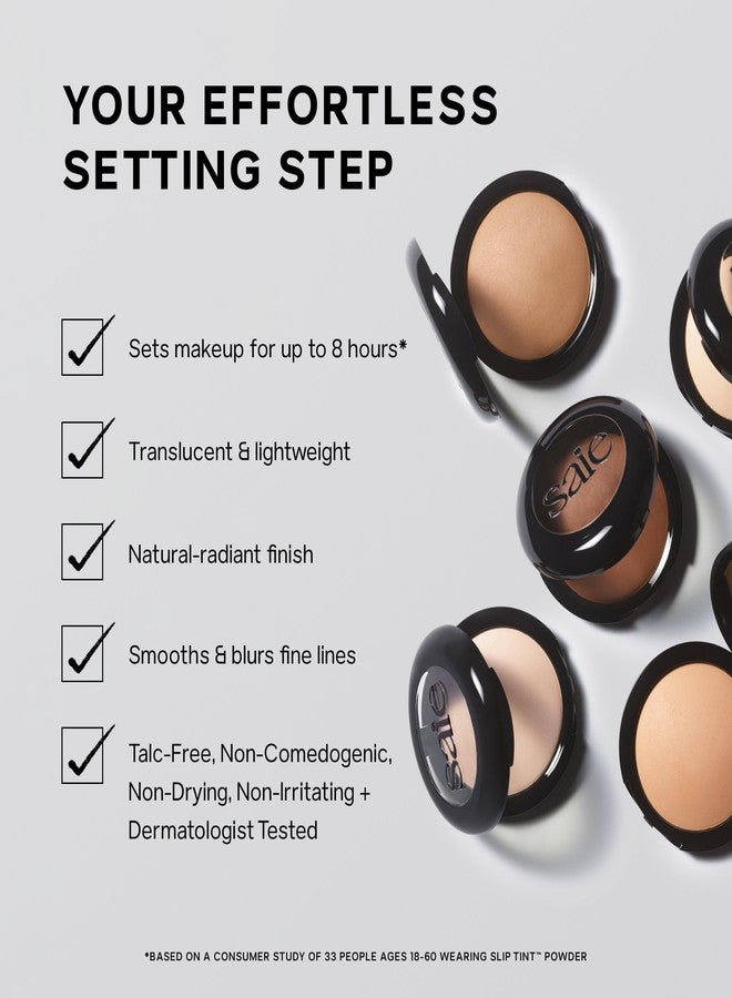 Saie Slip Tint Baked Setting Powder - Translucent Powder for Face Makeup with a Natural-Radiant Finish - Blurs, Brightens & Smooths Complexion - Translucent 3 - Medium to Tan (0.24 oz) - Image 3
