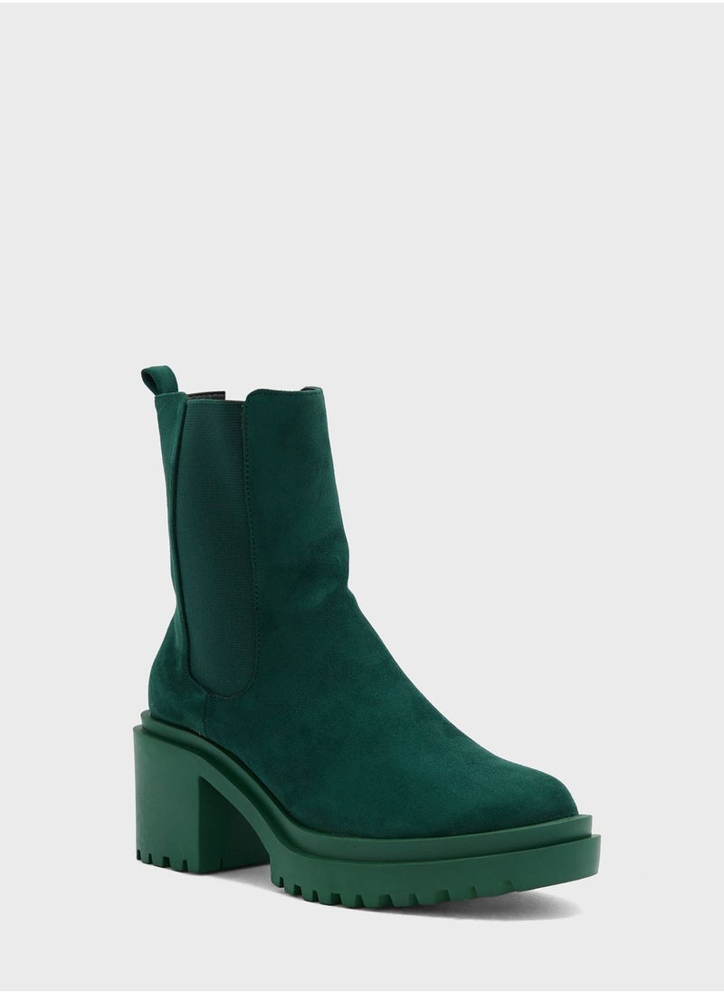 Ginger - Faux Suede Chunky Chelsea Boot - Image 1