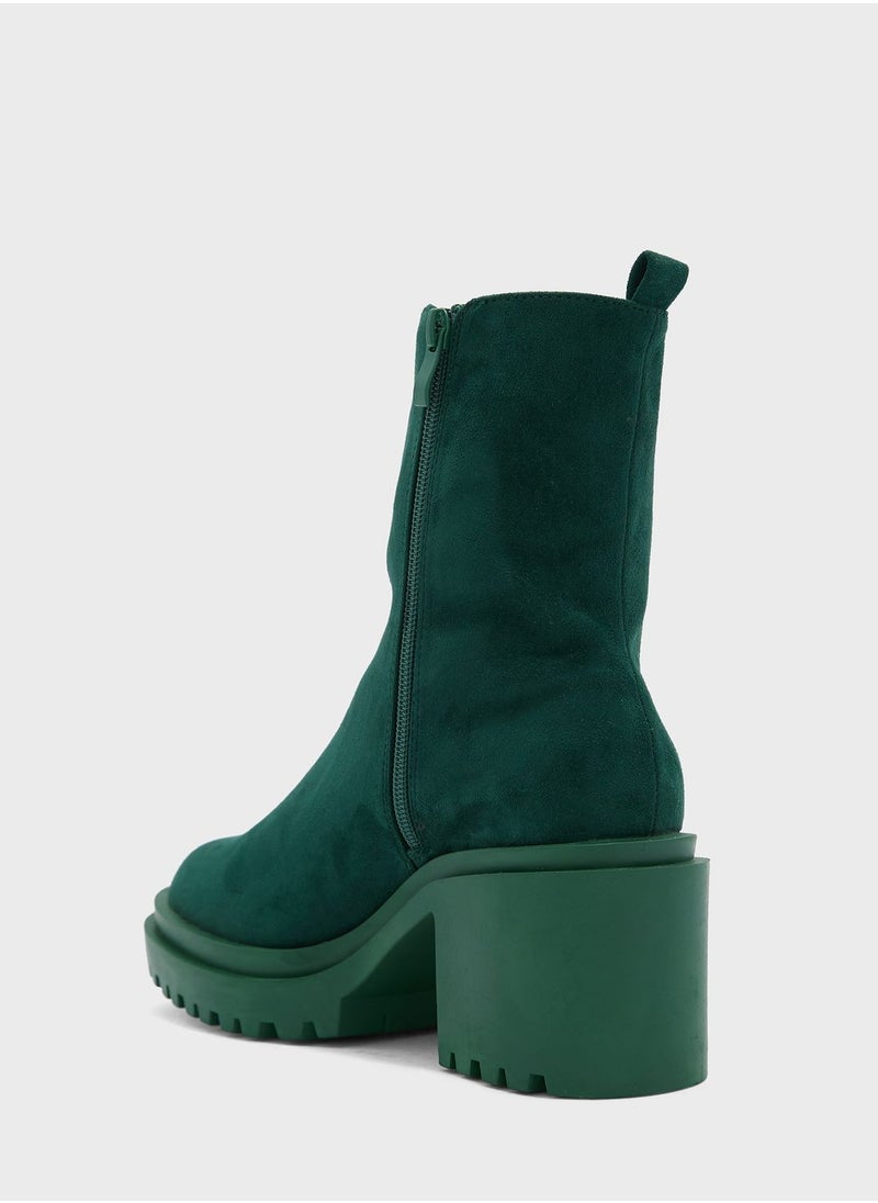 Ginger - Faux Suede Chunky Chelsea Boot - Image 1
