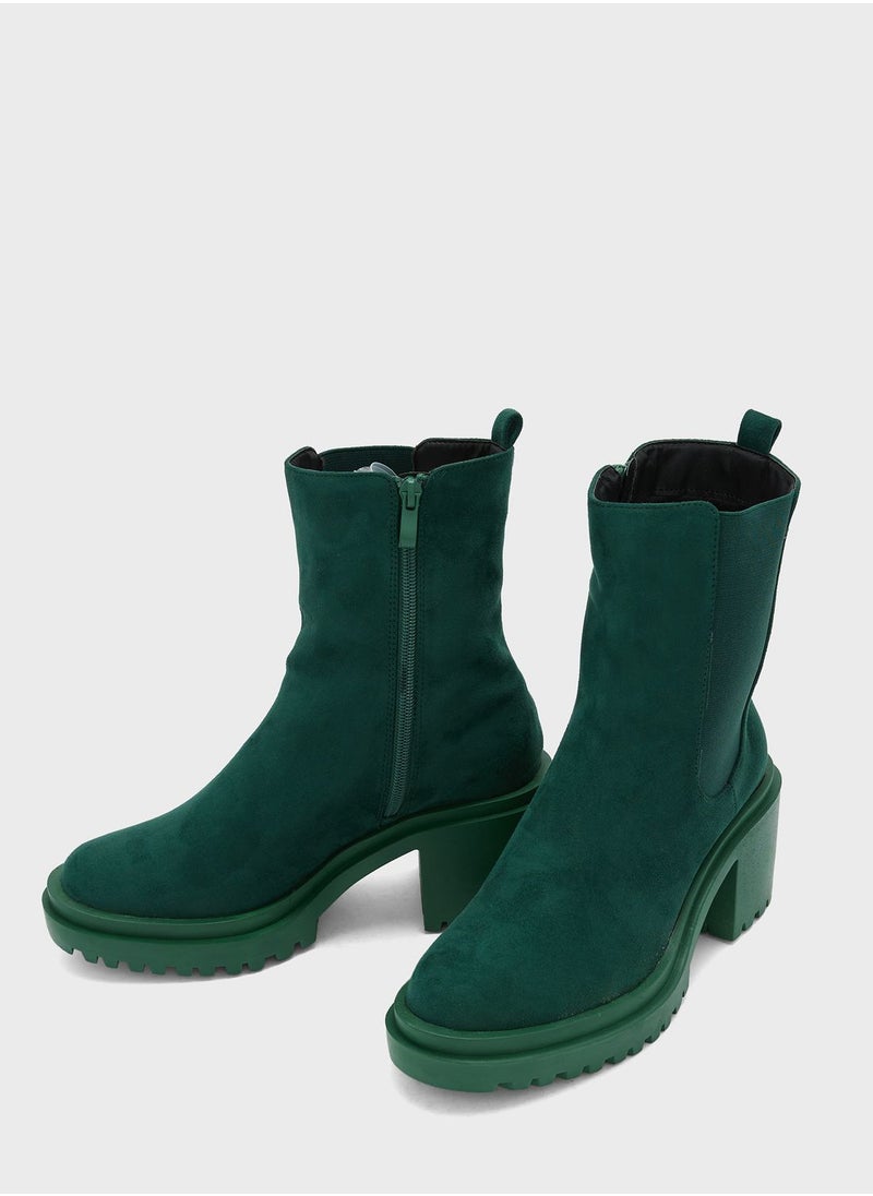 Ginger - Faux Suede Chunky Chelsea Boot - Image 1