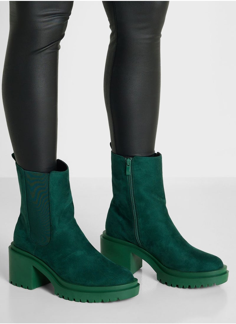 Ginger - Faux Suede Chunky Chelsea Boot - Image 1