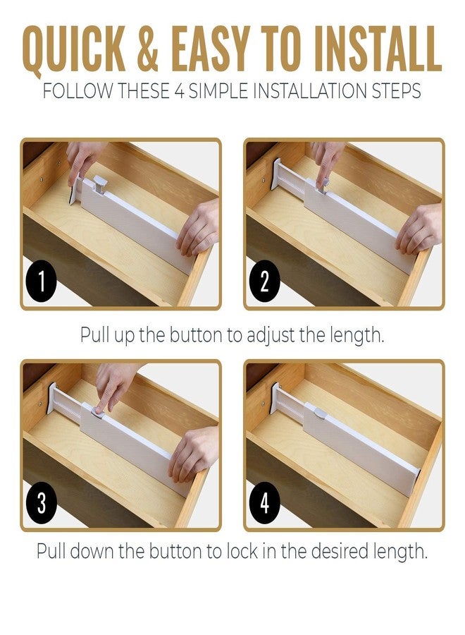 ETONWALL Drawer Dividers Organizer Plastic Dividers Organizer Adjustable Separators High Expandable For Bedroom,Bathroom,Closet,Clothing,Office,Kitchen Storage(14.9"-21" Long) (2) (2) - Image 5