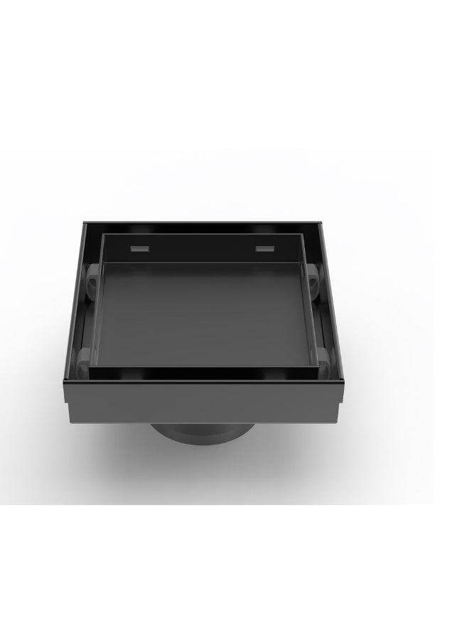 DANUBE HOME Danube Home Milano Concealed Floor Drain Msd-15Tc  Matt Black 15X15 Ss304 | Stainless Steel Floor Drain For Toilet Bathroom Washroom  - Image 1