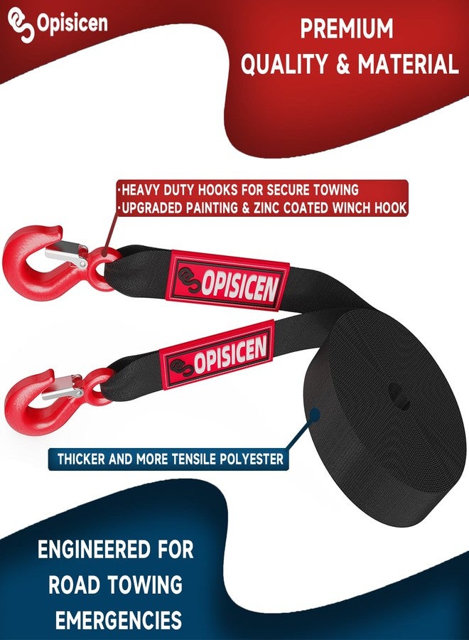 OPISICEN Tow Strap with Hooks 2 Inch x 20 Foot - 12,000lbs Breaking Strength Emergency Heavy Duty Capacity Tow Rope Forged Steel Hooks for Car Truck Jeep ATV SUV, Roadside Recovery (Black, 2" x 20') - Image 3