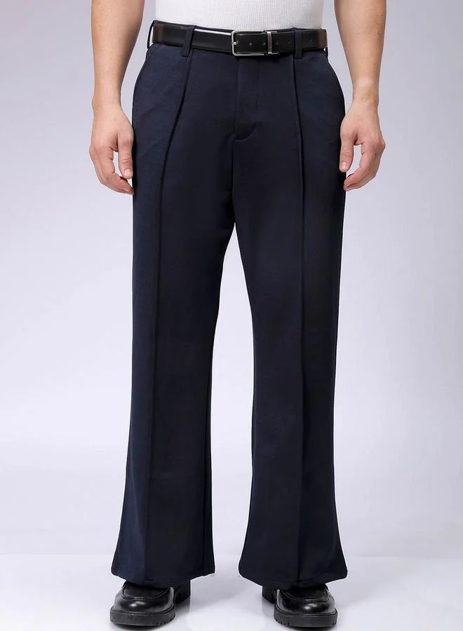 Men Flared Bootcut Mid Rise Trousers