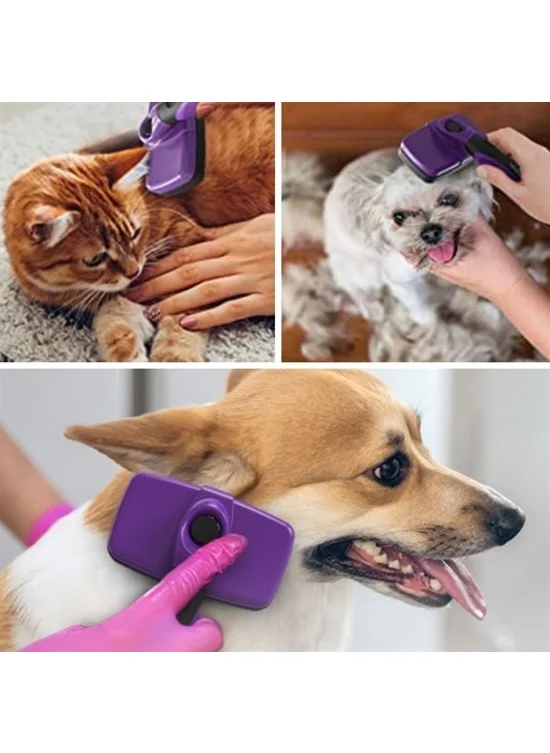 5 دي ام Practical Cat Dog Hair Collecting Brush with Automatic Cleaning Button